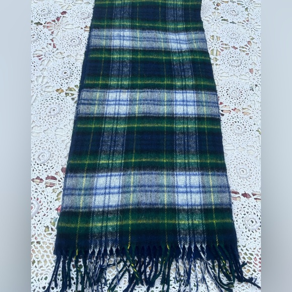 Vintage Christian Dior wool scarf green plaid unisex - Picture 1 of 6